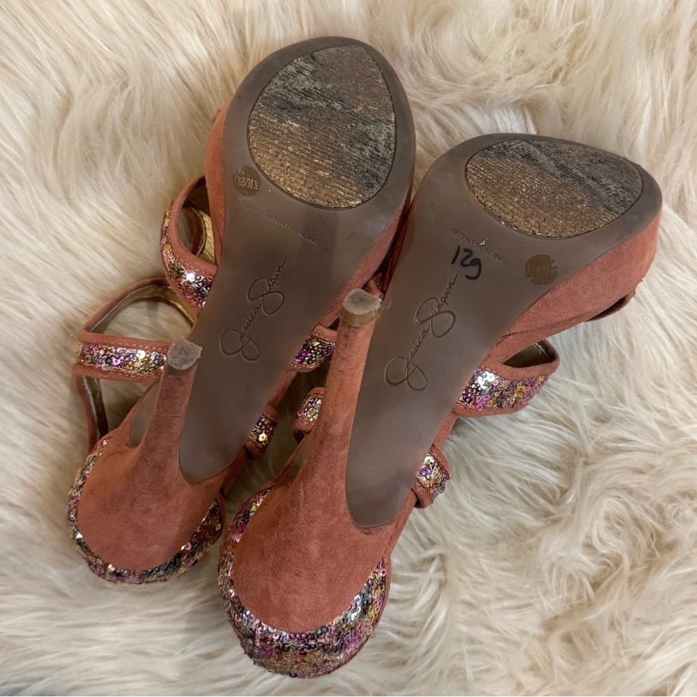 Jessica Simpson Bruno platform sandals in a rose gold sequin - Picture 8 of 9
